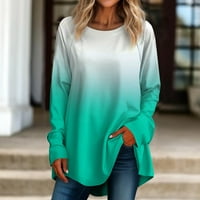 Strungten ženske Casual Plus SizeLong rukav okrugli vrat gradijent štampanje T-shirt Top pulover