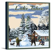 Jezero Tahoe, Kalifornija - Snjegović scena - umjetnička djela sa fenjernom