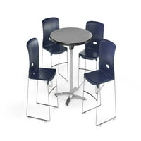 Multi-Use Break Room paket, 42 okrugli Flip-Top sto sa ugovornim stolicama, Cherry Finish sa sivim sedištima