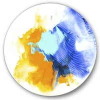 Designart 'Abstract Orange and Blue Clouds' Modern Circle Metal Wall Art-disk of 11