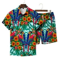 Muški havajska odjeća ljetna modna palma Ispiši kardigan s kratkim rukavima na majicama Stretch kratke