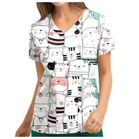 Ljetne vruće majice za žene ženske majice personalizirani slatki Print kratki rukav V-izrez gornji dio