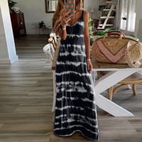 Ležerna Haljina Za Žene Ljetni Vrat Sa Gradijentom Bez Rukava Boemske Boemske Tie-Dye Maxi Okrugle Haljine