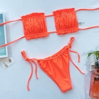 Ženski namotajni bandeau srušili kostim visokih rezanih tanga za žene ruched šuplje seksi bikini push-up