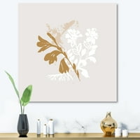 Designart 'minimalni Botanički dizajn u bijeloj i smeđoj' tradicionalni platneni zidni umjetnički Print