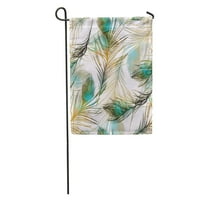 Otisci Peacock perje Ručno digitalno crtež i akvarel Botanička boho boho zastava za zastavu Dekorativna