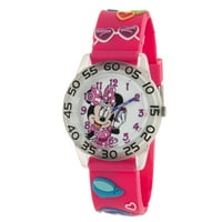 Minnie Mouse djevojke' Clear Plastic time učitelj sat, Pink 3D Plastic Strap