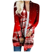 Amousa Cardigan za žene Ženska modna casual Chirstmas Print Srednjeg duljina Kardiganska jakna