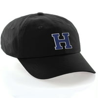 Prilagođeno slovo Intial bejzbol šešir A do Z Time Boje, Crna kapa Bijelo plavo slovo H