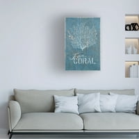 Cora Niele 'Fan Coral on Blue Wood' platno Art