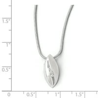 Primalni srebrni sterlijski srebrni rodirani satenski i polirani 0. CT Diamond ogrlica