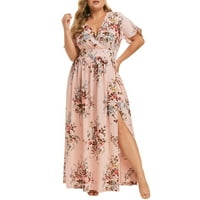 Ženska ljetna odjeća Summer Soiree Plus Size vrat Party kratki rukav Boho Print ženska cvjetna haljina