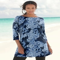 Roaman's Women's Plus Veličine Boatneck Ultimate Tunic sa bočnim prorezima Duge košulje