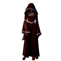 safuny ženska Maxi haljina sa kapuljačom za zabavu kostim čarobnica čvrsti Patchwork rašireni rukav Moda