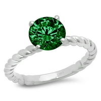 ct briljantan okrugli rez simulirani smaragdni 14k prsten pasijansa od bijelog zlata SZ 4.25