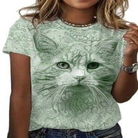 Niuer kratki rukavi za žene ljetni grafički mačji Print Casual majica bluza