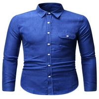 Glonme dugih rukava za muškarce Formalne brakoljke odmora Redovna fit bluza plava 5xl