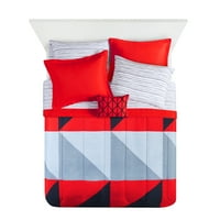 Oslonci Crveno-Crni geometrijski krevet u torbi komplet jorgana sa čaršavima, pun