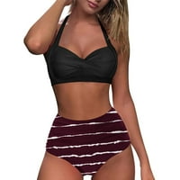 Fnochy Tankini topovi za žene plus Size V izrez modni bikiniji kompleti bez rukava štampani bikini Set