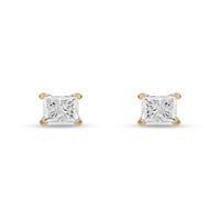 14k žuto zlato 1CT TDW Princess-Cut Diamond Solitaire Stud naušnice