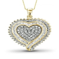 JewelersClub CTW bijeli dijamant 14kt zlato preko srebrnog privjeska srca